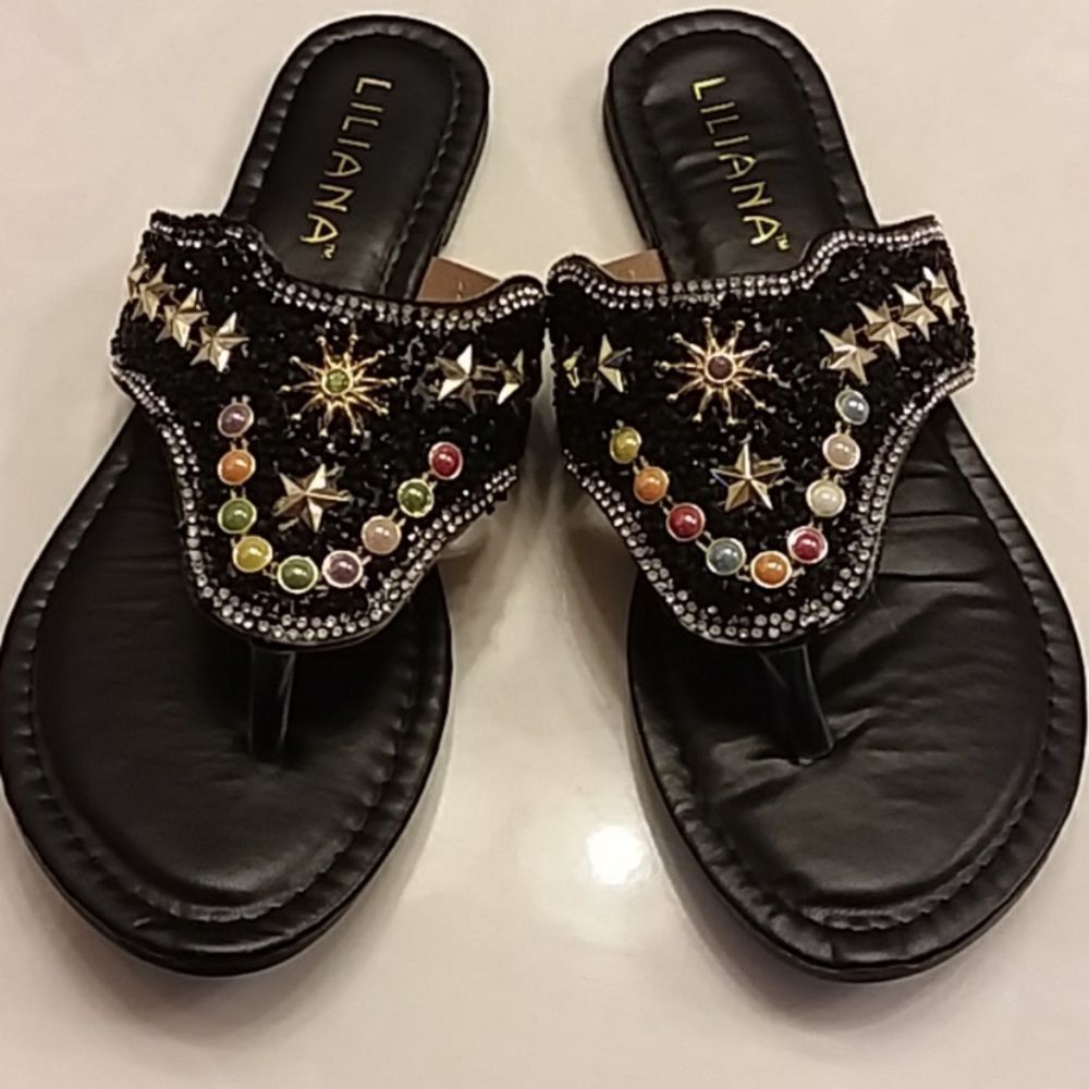 NWT LILIANA Rhinestone and Beaded Sandal - Picture 2 of 6